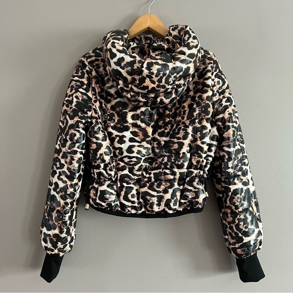 By Ola La Leopard Puffer Coat Hooded Cropped Small - Picture 7 of 16